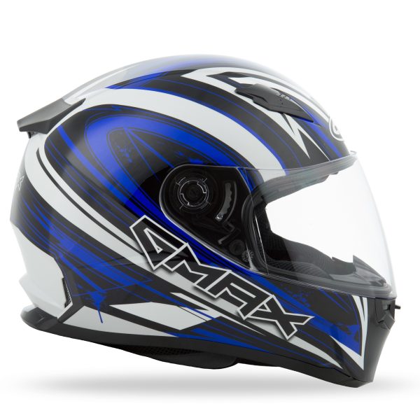 Helmet, GMAX FF-49 Full Face Warp Helmet White/Blue Sm | Lightweight Design | Coolmax Interior | UV400 Resistant Face Shield | Ventilation System | DOT Approved | Intercom Compatible | Helmet &#8211; Full Face, Knobtown Cycle