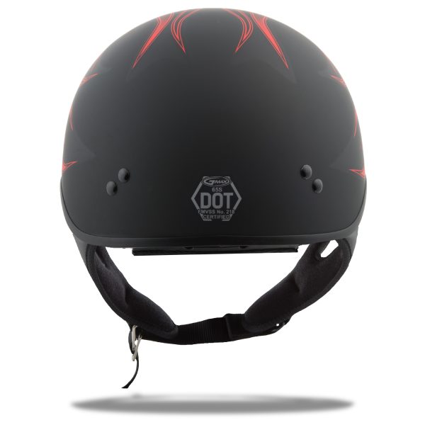 Gm 65 Half Helmet Flame Matte Black/Red Xs, GMAX GM-65 Half Helmet Flame Matte Black/Red XS | Coolmax Interior | Dual-Density EPS | DOT Approved | Motorcycle Helmet, Knobtown Cycle