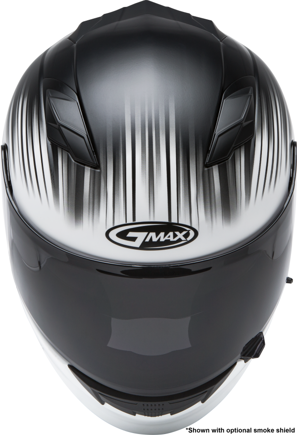 Helmet, GMAX FF-98 Full Face Reliance Helmet Matte White/Black LG | ECE/DOT Approved, LED Rear Light, Quick Release Shield | Lightweight Poly Alloy Shell | SpaSoft Interior | UV400 Shield | Breath Deflector | Intercom Compatible, Knobtown Cycle