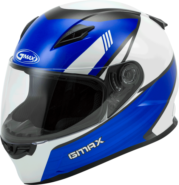 Helmet, GMAX FF-49 Full Face Deflect Helmet White/Blue XL | DOT Approved, COOLMAX Interior, UV400 Protection Shield, Lightweight Poly Alloy Shell | Intercom Compatible | Helmet &#8211; Full Face, Knobtown Cycle