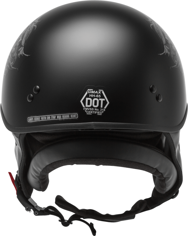 Hh 65 Half Helmet Ghost, GMAX HH-65 Half Helmet Ghost/Rip Naked Matte Black/Silver XS | DOT Approved COOLMAX Interior Removable Sun Shields Intercom Compatible | 191361232671, Knobtown Cycle