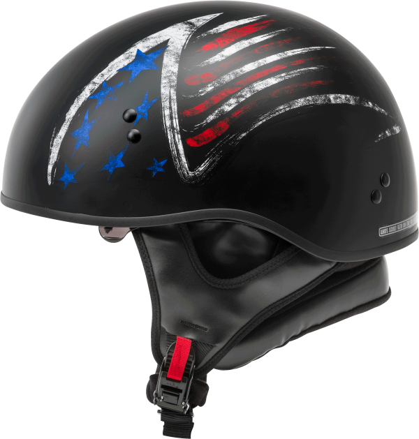 Hh 65 Half Helmet, GMAX HH-65 Half Helmet Bravery Matte Black/Red/White/Blue XS | DOT Approved, COOLMAX Interior, Dual-Density EPS Technology | Intercom Compatible | Motorcycle Helmet &#8211; Half Helmets, Knobtown Cycle