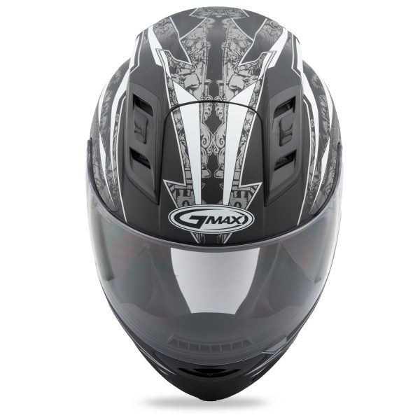 Gm, GMAX GM-69 Full Face Mayhem Helmet Matte Black/Silver/White LG &#8211; Lightweight Poly Alloy Shell, Coolmax Interior, DOT Approved &#8211; Includes Dark Smoke Face Shield &#038; Deluxe Helmet Bag &#8211; Helmet Full Face, Knobtown Cycle