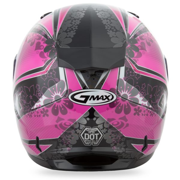 Helmet, GMAX FF-49 Full Face Elegance Helmet Black/Pink XL | DOT Approved Lightweight Design with Coolmax Interior, UV400 Resistant Shield, Ventilation System | Intercom Compatible | 191361038204, Knobtown Cycle