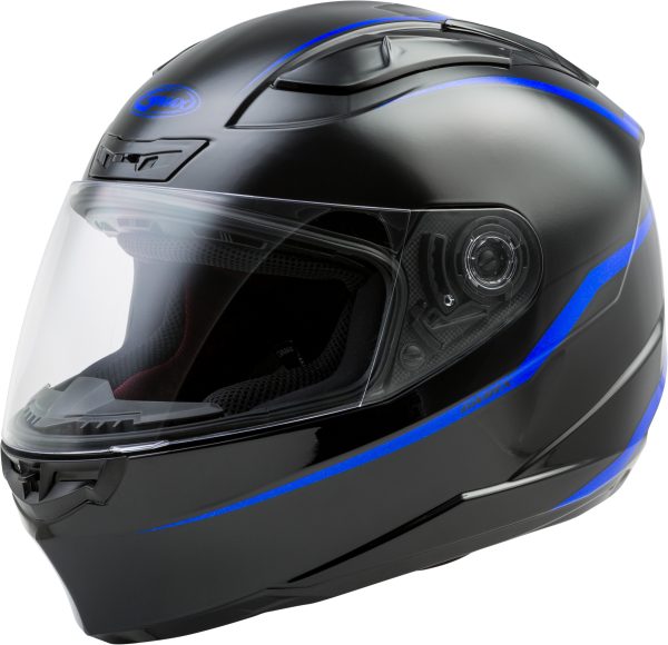 Helmet, GMAX FF-88 Full Face Precept Helmet Black/Blue LG | ECE/DOT Approved, Lightweight Shell, SpaSoft Interior, UV400 Shield | Intercom Compatible | 191361068737, Knobtown Cycle