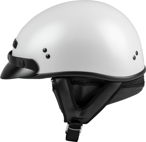 Gm 35 Half Helmet Full Dressed Pearl White 2x, GMAX GM-35 Half Helmet Full Dressed Pearl White 2x | DOT Approved | COOLMAX® Interior | Adjustable Vent | Removable Neck Curtain | 3 Snap Peak Visor | Helmet &#8211; Half Helmets, Knobtown Cycle