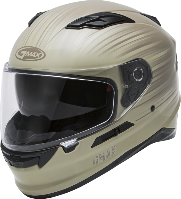 Helmet - Full Face, GMAX FF-98 Full Face Derk Helmet with Smoked Shield Matte Khaki/Sand XL &#8211; ECE/DOT Approved, SpaSoft Interior, LED Rear Light &#8211; Lightweight Poly Alloy Shell &#8211; Intercom Compatible, Knobtown Cycle