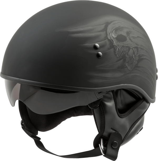 Hh 65 Half Helmet Ritual Naked Matte Black Xl, GMAX HH-65 Half Helmet Ritual Naked Matte Black XL | DOT Approved, COOLMAX Interior, Dual-Density EPS Technology | Intercom Compatible | 191361070532, Knobtown Cycle