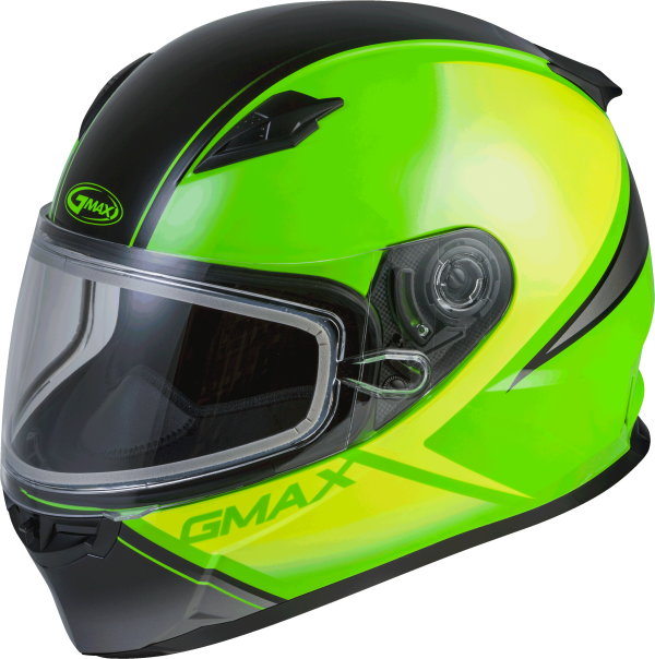 Helmet, GMAX FF-49S Full Face Hail Snow Helmet Neon Green/High Visibility/Black Medium &#8211; DOT Approved with COOLMAX Interior and UV400 Protection &#8211; Intercom Compatible &#8211; Electric Shield Option &#8211; Helmet Full Face, Knobtown Cycle