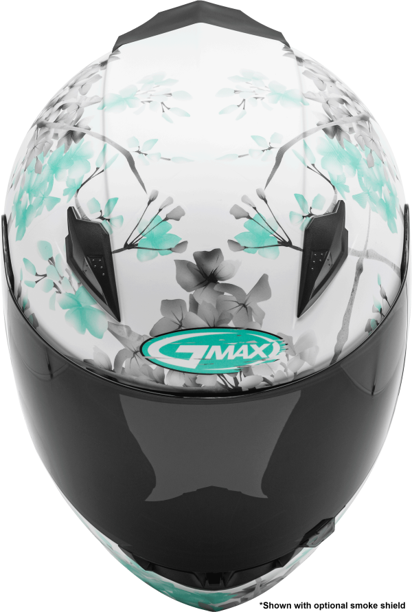Helmet, GMAX FF-49 Full Face Blossom Helmet Matte White/Teal/Grey XS &#8211; Lightweight DOT Approved Helmet with COOLMAX® Interior and UV400 Protection &#8211; Intercom Compatible &#8211; 191361246517, Knobtown Cycle