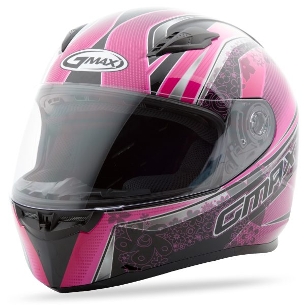Helmet, GMAX FF-49 Full Face Elegance Helmet Black/Pink XL | DOT Approved Lightweight Design with Coolmax Interior, UV400 Resistant Shield, Ventilation System | Intercom Compatible | 191361038204, Knobtown Cycle