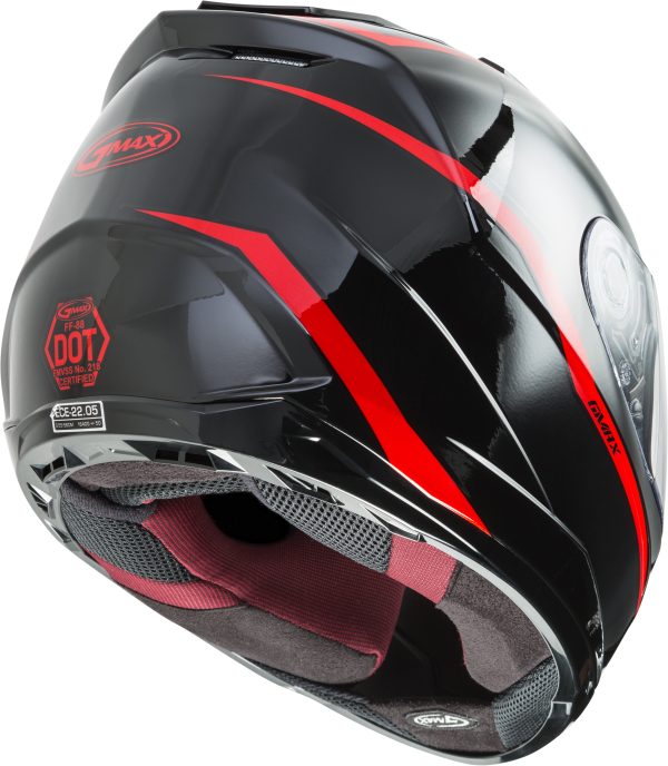 Helmet, GMAX FF-88 Full Face Precept Helmet Black/Red 3x | ECE/DOT Approved, Lightweight Shell, SpaSoft Interior, UV400 Protection | Intercom Compatible | 191361068652, Knobtown Cycle