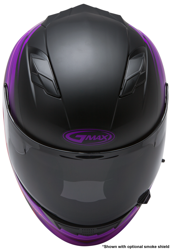 Helmet, GMAX FF-98 Full Face Osmosis Helmet Matte Black/Pur/Red XL | ECE/DOT Approved, LED Rear Light, Quick Release Shield | Lightweight Poly Alloy Shell | Breath Deflector, UV Protection | Intercom Compatible, Knobtown Cycle