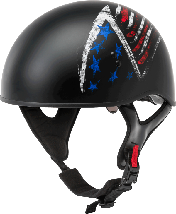 Hh 65 Half Helmet, GMAX HH-65 Half Helmet Bravery Matte Black/Red/White/Blue XS | DOT Approved, COOLMAX Interior, Dual-Density EPS Technology | Intercom Compatible | Motorcycle Helmet &#8211; Half Helmets, Knobtown Cycle
