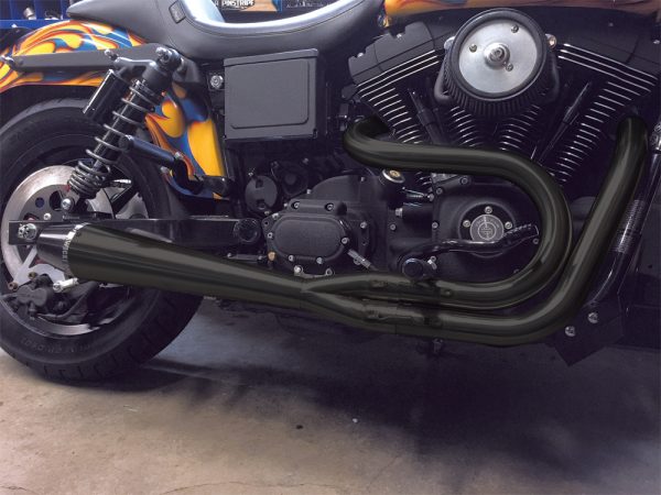 2 into 1 Exhaust, 2in1 Dyna Pipe Black Black | SAWICKI 1199.95 | Performance Exhaust for Harley Davidson Dyna Models | Cad Designed, Merge Collectors, Anodized Billet Endcap | Fits All Years | 2 into 1 Exhaust, Knobtown Cycle