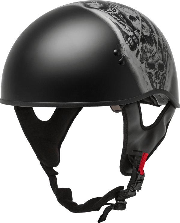 Helmet, GMAX HH-65 Half Helmet Tormentor Naked Matte Black/Silver XL &#8211; DOT Approved with COOLMAX Interior and Dual-Density EPS Technology &#8211; Intercom Compatible &#8211; Motorcycle Helmet for Half Helmets, Knobtown Cycle