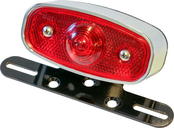 Chopper Taillight, HARDDRIVE Chopper Taillight Polished LED w/License Bracket | Classic Design | Made in USA | 5&#8243; W x 2.25&#8243; H x 2&#8243; D | Taillights, Knobtown Cycle