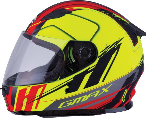Youth, Youth GMAX GM-49Y Full Face Rogue Helmet Matte Hi Vis/Red Yl &#8211; Lightweight DOT Approved Helmet with Adjustable Shell Sizes for Kids &#8211; Intercom Compatible &#8211; Helmet Full Face, Knobtown Cycle