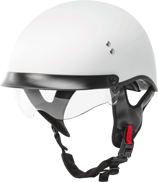 Helmet, GMAX HH-65 Half Helmet Full Dressed Matte White XL | DOT Approved Helmet with COOLMAX® Interior and Dual Density EPS | Intercom Compatible | Removable Sun Shields | Neck Curtain | Lightweight Design, Knobtown Cycle