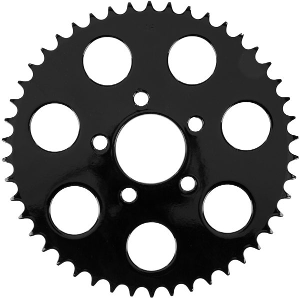 Gloss Black, Gloss Black Rear Sprocket 46t Big Twin 00 13 | HARDDRIVE 191361073526 | Convert From Belt Drive to 530 Chain Drive | OEM Replacement Pulleys | Rear Sprockets, Knobtown Cycle