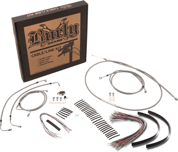 Burly, Burly Brand 16&#8243; Ape Stainless Control Kit for Harley Davidson FXST Softail, FXSTB Night Train, FXSTD Deuce &#8211; Cable Kits for Apehangers, Bagger Apehangers, T-Bar/Drag Bars &#8211; Rust Preventative Finish &#8211; DOT, SAE Compliant &#8211; Black or Stainless Steel Clear Coated &#8211; $344.95, Knobtown Cycle