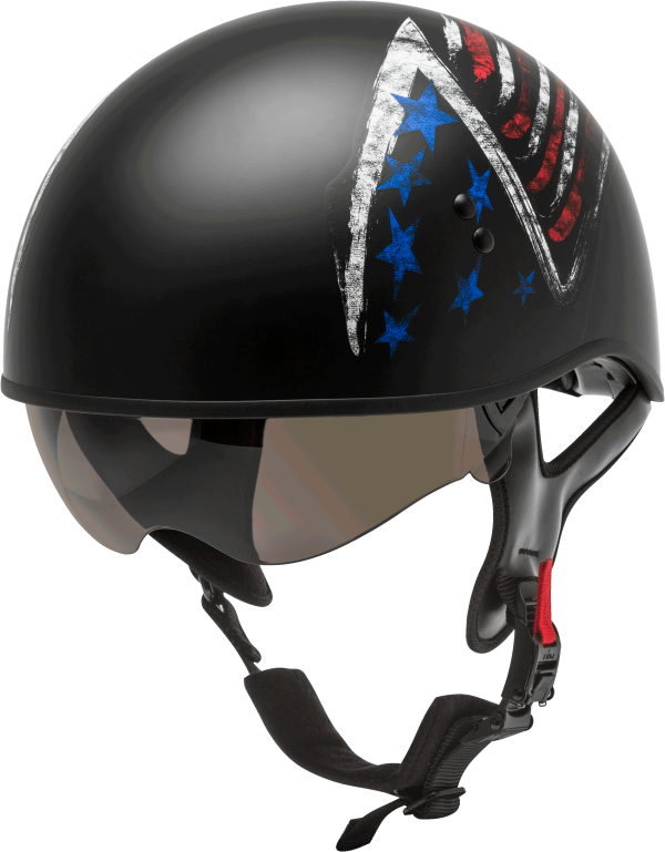 Hh 65 Half Helmet, GMAX HH-65 Half Helmet Bravery Matte Black/Red/White/Blue Sm &#8211; DOT Approved Coolmax Interior Dual-Density EPS Technology &#8211; Intercom Compatible &#8211; $94.95, Knobtown Cycle