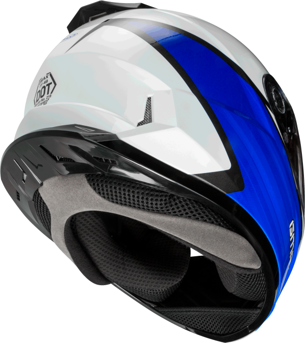 Helmet, GMAX FF-49 Full Face Deflect Helmet White/Blue XS | DOT Approved Lightweight Helmet with COOLMAX® Interior and UV400 Protection | Intercom Compatible | 191361111662, Knobtown Cycle