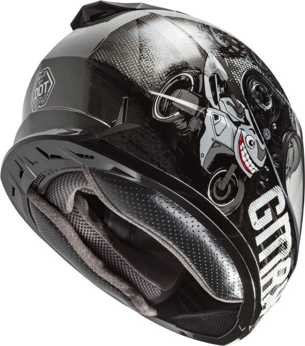Youth, Youth GMAX GM-49Y Beasts Full Face Helmet Dark Silver/Black Ys &#8211; DOT Approved Lightweight Helmet with Adjustable Interior Sizes for Kids &#8211; Intercom Compatible &#8211; Helmet Full Face, Knobtown Cycle