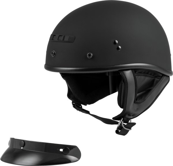 Gm 35 Half Helmet Full Dressed Matte Black Xs, GMAX GM-35 Half Helmet Full Dressed Matte Black XS | DOT Approved | COOLMAX® Interior | Adjustable Vent | Removable Neck Curtain | 3 Snap Peak Visor | Helmet &#8211; Half Helmets, Knobtown Cycle