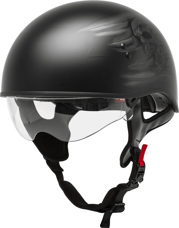 Hh 65 Half Helmet Ritual Naked Matte Black/Silver Md, GMAX HH-65 Half Helmet Ritual Naked Matte Black/Silver Md &#8211; DOT Approved COOLMAX Interior Removable Sun Shields Dual-Density EPS &#8211; Intercom Compatible, Knobtown Cycle