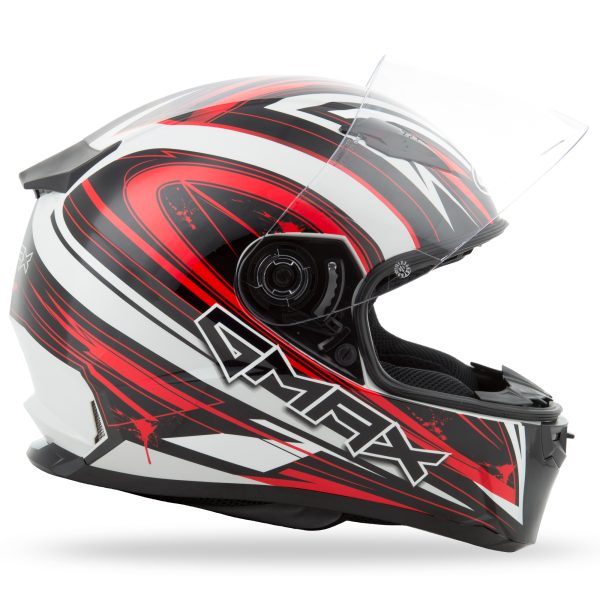 Helmet, GMAX FF-49 Full Face Warp Helmet White/Red XL &#8211; Lightweight DOT Approved Helmet with COOLMAX® Interior, UV400 Face Shield, and Ventilation System &#8211; Ideal for Motorcycle Riders &#8211; Helmet &#8211; Full Face, Knobtown Cycle