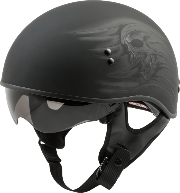 Hh 65, GMAX HH-65 Half Helmet Ritual Naked Matte Black 2x | DOT Approved, COOLMAX Interior, Dual-Density EPS Technology | Intercom Compatible | Motorcycle Helmet, Knobtown Cycle