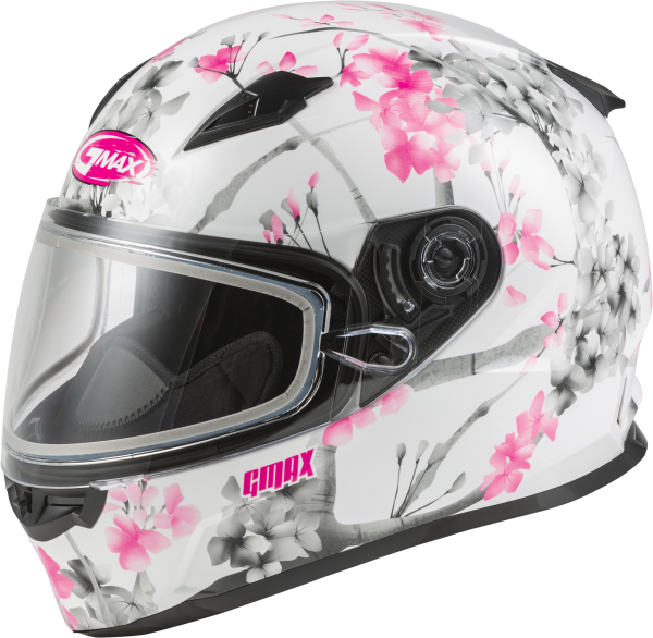 Helmet, GMAX FF-49S Full Face Blossom Snow Helmet White/Pink/Grey LG &#8211; DOT Approved, COOLMAX Interior, UV400 Protection &#8211; Lightweight Poly Alloy Shell &#8211; Intercom Compatible &#8211; $134.95, Knobtown Cycle