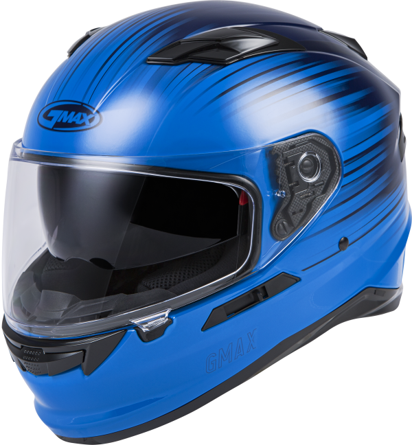 Helmet, GMAX FF-98 Full Face Reliance Helmet Blue/Navy Blue XL | ECE/DOT Approved, LED Rear Light, Quick Release Shield | Lightweight Poly Alloy Shell | SpaSoft Interior | UV Protection | Breath Deflector | Intercom Compatible, Knobtown Cycle