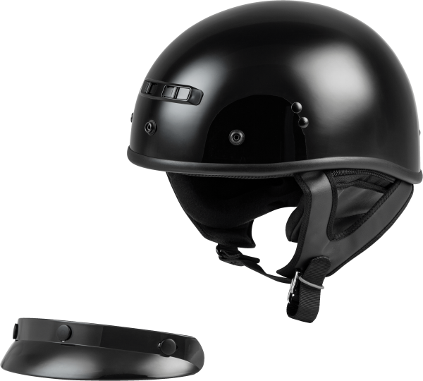 Gm 35 Half Helmet Full Dressed Black Xs, GMAX GM-35 Half Helmet Full Dressed Black XS | DOT Approved, COOLMAX Interior, Adjustable Vent, Removable Neck Curtain | 3 Snap Peak Visor | Cruiser Style | Helmet &#8211; Half Helmets, Knobtown Cycle