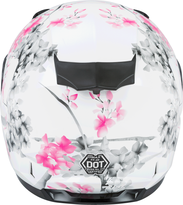 Helmet, GMAX FF-49 Full Face Blossom Helmet White/Pink/Grey LG | DOT Approved, COOLMAX Interior, UV400 Protection | Lightweight Poly Alloy Shell | Intercom Compatible, Knobtown Cycle