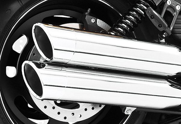 Rolled Edge, Rolled Edge Slip On Chrome W/Chrome Tip Vrod | Fits 2006-2017 Harley Davidson V-Rod Models | Bolt-On Performance Mufflers with Removable Baffles | Deep Throaty Sound | Not Legal in California | Slip On Exhaust, Knobtown Cycle