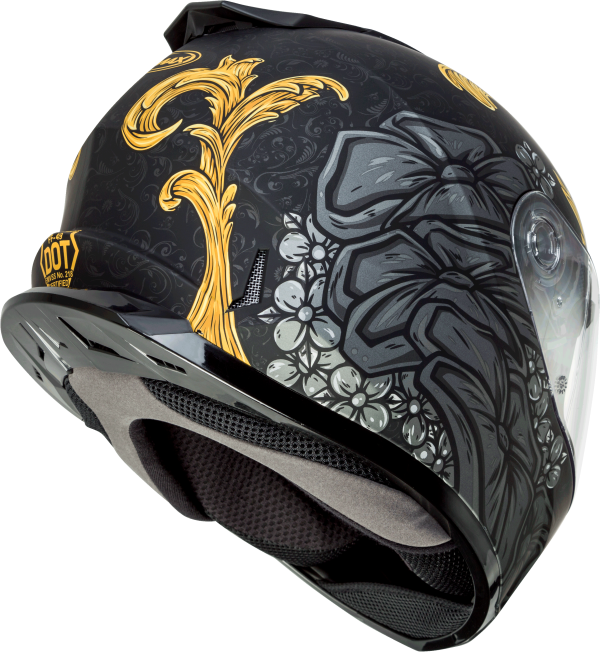 Helmet, GMAX FF-49 Full Face Yarrow Helmet Matte Black/Gold Md | Lightweight DOT Approved Helmet with COOLMAX® Interior and UV400 Protection | Intercom Compatible | 191361070709, Knobtown Cycle
