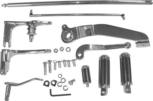 Forward Control Kit, Forward Control Kit W/Chrome Mounting Plates And Pegs for Harley-Davidson FXR Super Glide | HARDDRIVE 191361137280 | Comfortable Riding Position | Chrome Plated Steel Construction | Fits &#8217;91-05 Models | Control Kits, Knobtown Cycle