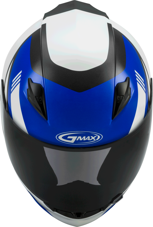 Helmet, GMAX FF-49 Full Face Deflect Helmet White/Blue 2x &#8211; Lightweight DOT Approved Helmet with COOLMAX® Interior, UV400 Protection Shield, and Ventilation System &#8211; Ideal for Motorcycle Riders, Knobtown Cycle