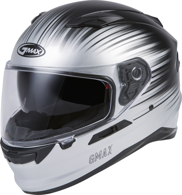 Helmet, GMAX FF-98 Full Face Reliance Helmet Matte Silver/Black Sm | ECE/DOT Approved, LED Rear Light, Quick Release Shield | Lightweight Poly Alloy Shell | Breath Deflector, UV Protection | Intercom Compatible, Knobtown Cycle