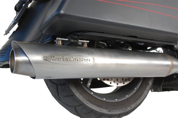 2 into 1 Exhaust, ROOKE 977.99 2in1 Exhaust System Brushed Stainless for Harley Davidson FLHTC FLHR FLHX FLTR &#8211; Race Inspired Design, TIG Welded, Dual Muffler System &#8211; Asphalt Shredding Performance &#8211; 155 characters, Knobtown Cycle