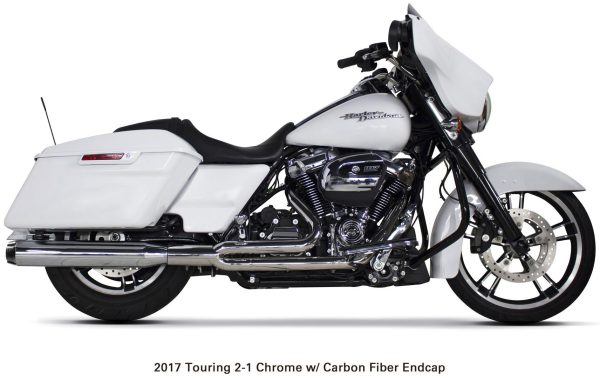 Comp S, Comp S 2in1 Exhaust Touring M8 Chrome W/Cf End Cap | TBR 1099.98 1003.97 | Designed for Maximum Torque | Fits 2017-2019 Harley Davidson Models | 2 into 1 Exhaust, Knobtown Cycle
