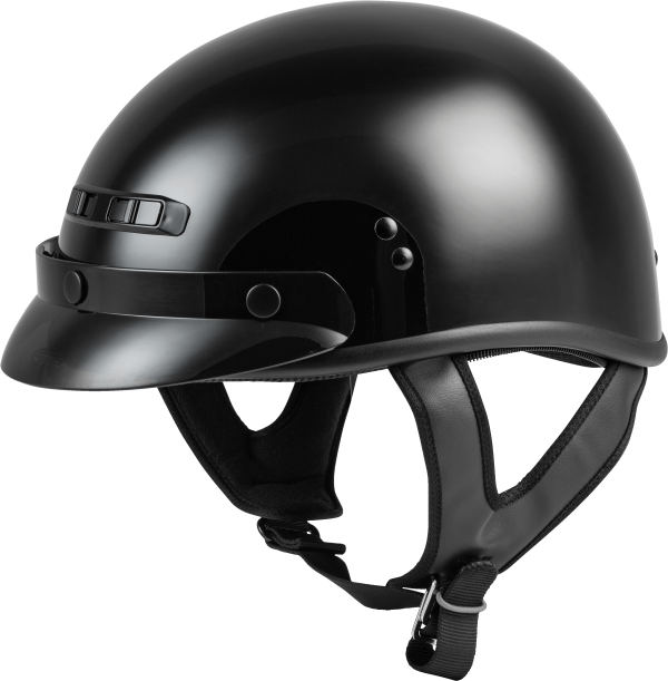 Gm 35 Half Helmet Full Dressed Black 2x, GMAX GM-35 Half Helmet Full Dressed Black 2x | DOT Approved Cruiser Helmet with 3 Snap Visor | COOLMAX Interior | Adjustable Ventilation | Removable Neck Curtain | 191361036903, Knobtown Cycle