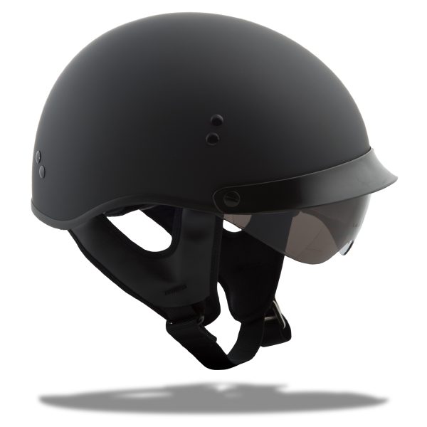 Helmet, GMAX HH-65 Half Helmet Full Dressed Matte Black XL | DOT Approved, COOLMAX Interior, Dual Density EPS | Intercom Compatible | 191361037559, Knobtown Cycle