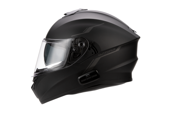 Outforce, Outforce Full Face Helmet Bluetooth Matte Black Md | DOT Approved, Bluetooth 5.0, HD Speakers, 12-hour Talk-time, Fast USB-C Charging | Sena Utility App Compatible | Front Fender, Knobtown Cycle