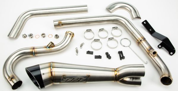 Comp S, Comp S 2in1 Exhaust Dyna W/Turnout Brushed | TBR 879.98 | Fits 2006-2017 Harley Davidson Dyna Models | Dyno Tuned Performance | Mandrel Bent Stainless Steel | Brush Finish | 2 into 1 Exhaust, Knobtown Cycle