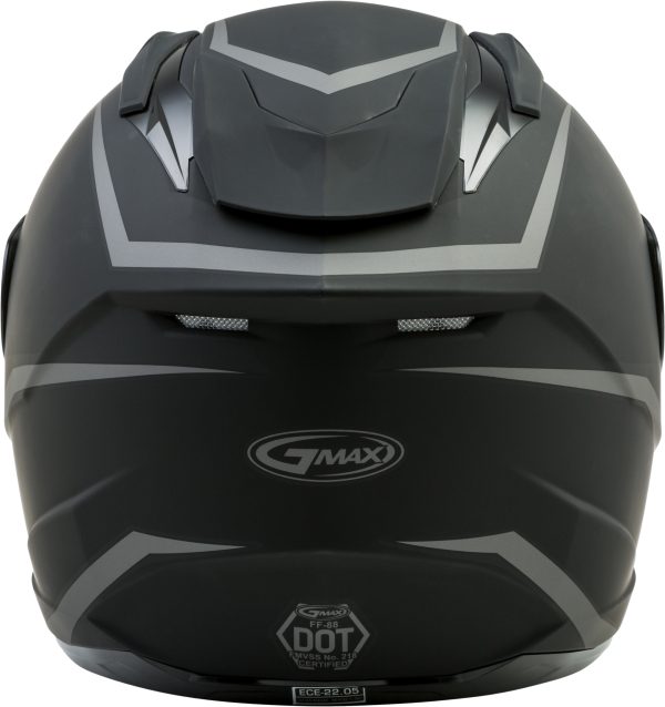 Helmet, GMAX FF-88 Full Face Precept Helmet Matte Black/Grey X | ECE/DOT Approved, SpaSoft™ Interior, Lightweight Shell | Intercom Compatible | UV400 Protection | Breath Deflector | Chin Curtain | GMAX Helmet, Knobtown Cycle