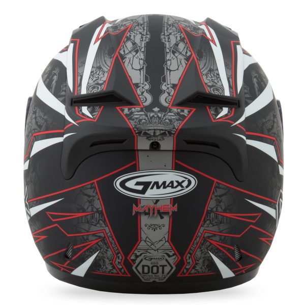 Gm, GMAX GM-69 Full Face Mayhem Helmet Matte Black/Silver/Red Lg &#8211; Lightweight Poly Alloy Shell, Coolmax Interior, DOT Approved &#8211; Helmet Full Face, Knobtown Cycle