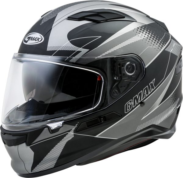 Helmet, GMAX FF-98 Full Face Apex Helmet Matte Black/Dark Silver XL | ECE/DOT Approved, LED Rear Light, Quick Release Shield | Lightweight Poly Alloy Shell | Breath Deflector, UV Protection | Intercom Compatible, Knobtown Cycle